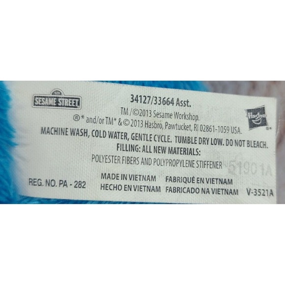 Hasbro Sesame Street Plush Cookie Monster Stuffed Toy Blue 9.5" 2013 - Picture 3 of 3